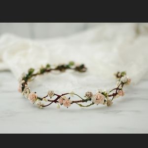Peach ivory flower crown